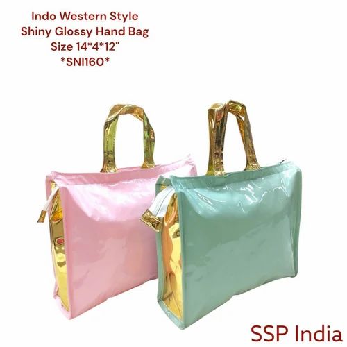 ASSORTED INDO WESTERN STYLE SHINY GLOSSY HAND BAG, Capacity: 2 KG