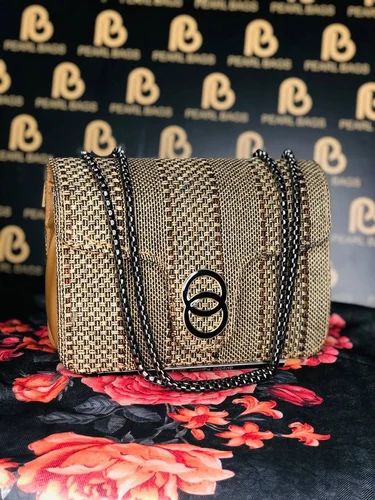 PP Adjustable Women Brown Handwoven Sling Bag