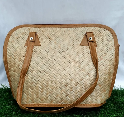 Brown Woven Sitalpati Rectangle Hand Bag
