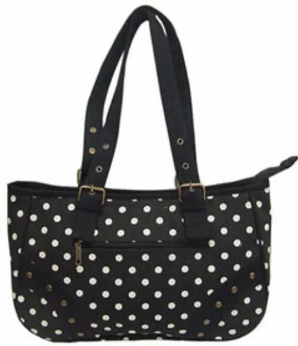 Black/White Mono Polka Handbag, 15 X 10