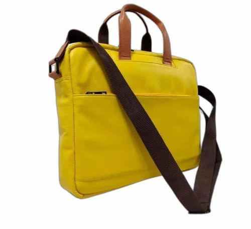 Yellow Nylon Office Hand Bag