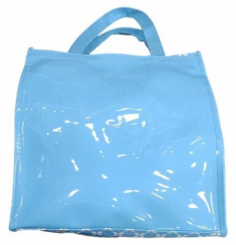Sky Blue Ladies PVC Hand Bag