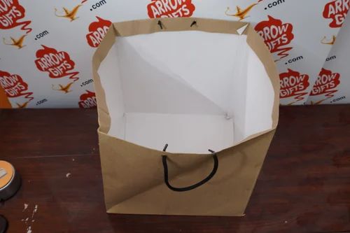 Brown Plain Square Handmade Paper Bags, Capacity: 1 And 5 KG , Use : Shopping ,Grocery ,Promotion