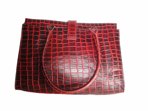 Leather Printed Red croco Print Hand bag, For Casual Wear, Size: Regular