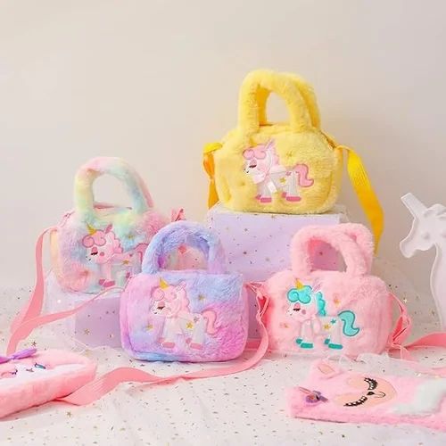 Unicorn Faux Fur Kids Sling Bag
