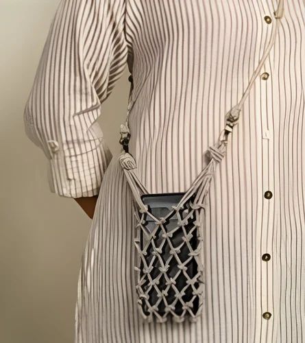 Glister Hand Knotted Mobile Sling Bag, Material: Nylon