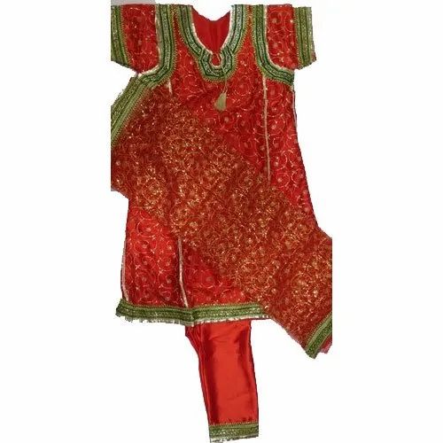 NETTED Embroidered Classy Red Heavy Work Khada Dupatta Ladies Suit