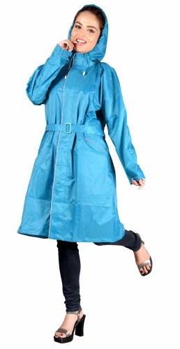 Women Plain Sweety Reversible Rain Long Coat, Size: XL-XXL