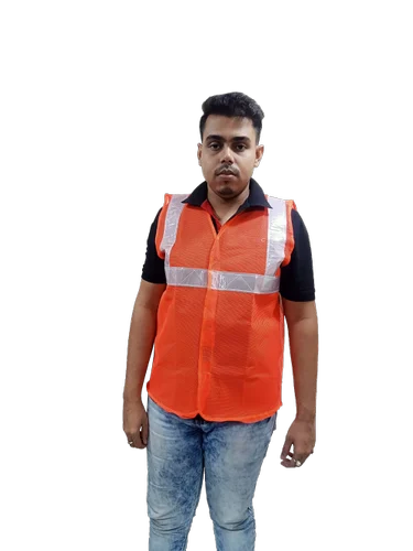 120 GSM Orange Reflective Jackets, Fabric Type: Polyester