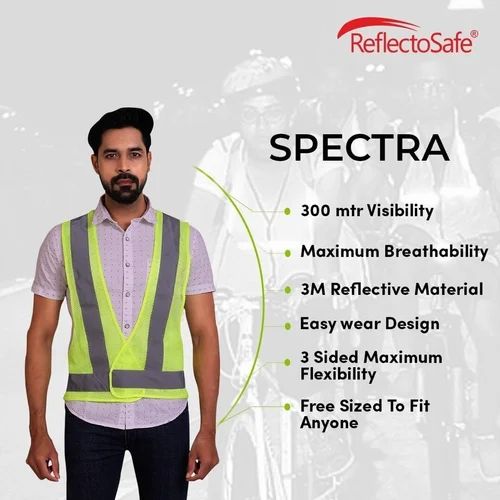 Green Polyester Spectra reflective safety jacket, For Traffic Control, Free