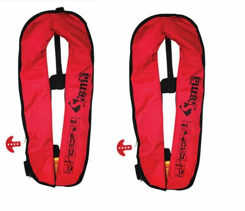 Red Nylon Fabric Inflatable Life Jacket