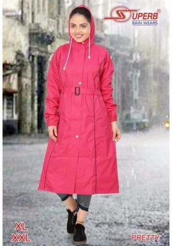 Women Pretty Rain Coat, PU