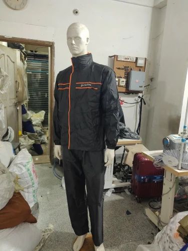 Travel Black Polyester Rain Jacket