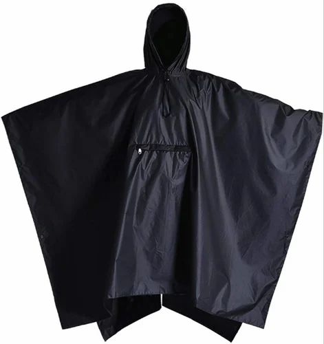 Reusable PVC Black Rain Poncho