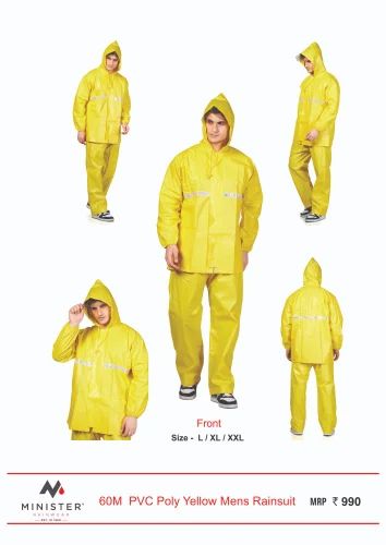 60M PVC Poly Yellow Mens Rainsuit