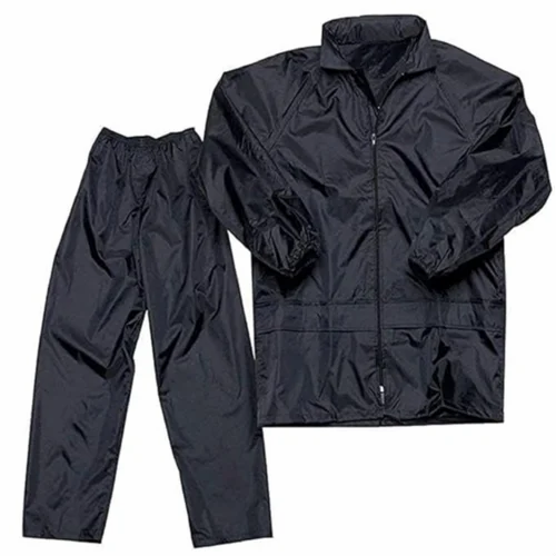 Black Polyester Raincoat Set