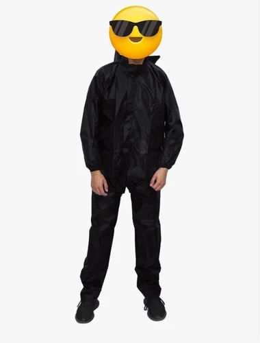 Black Men Polyester Rain Coat Set