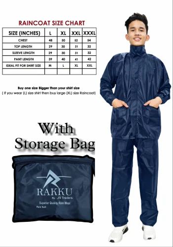 Rakku Navy Blue Polyester Universal Rain Coat