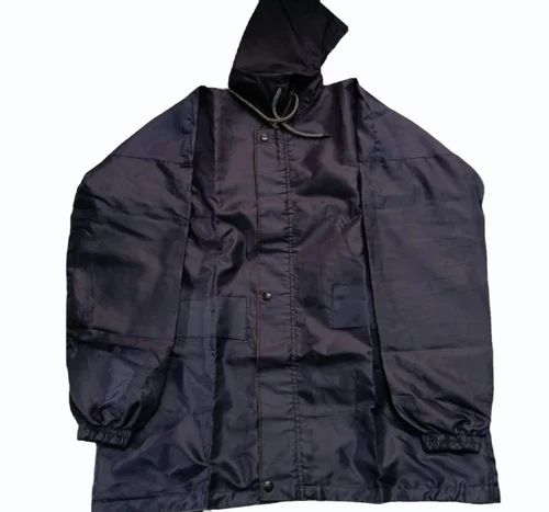 Men Black Polyester Raincoat