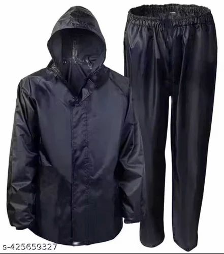 Men Black Nylon XL Raincoat