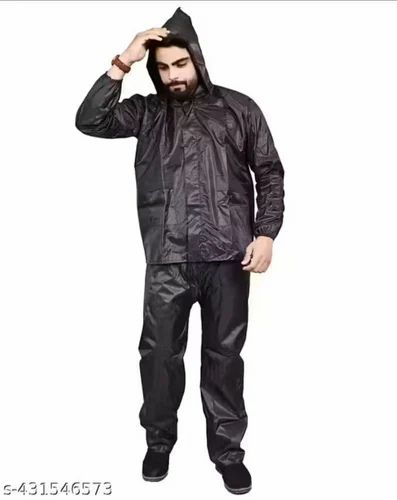 Black Nylon XXL Raincoat