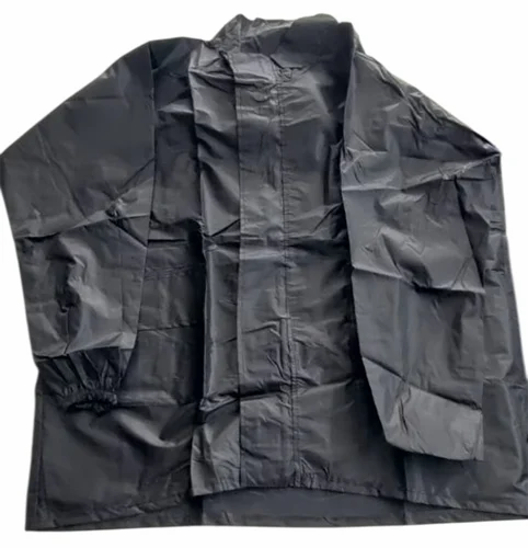 Unisex Black Nylon Rain Coat Suit