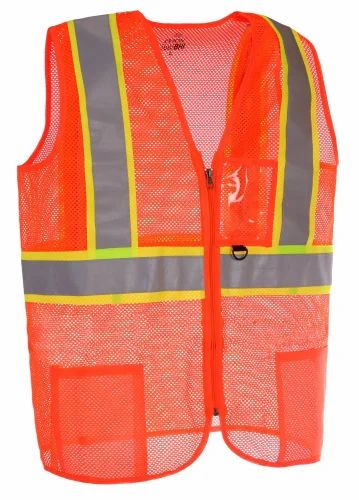 Nylon Orange Traffic Safety Vest, For Construction