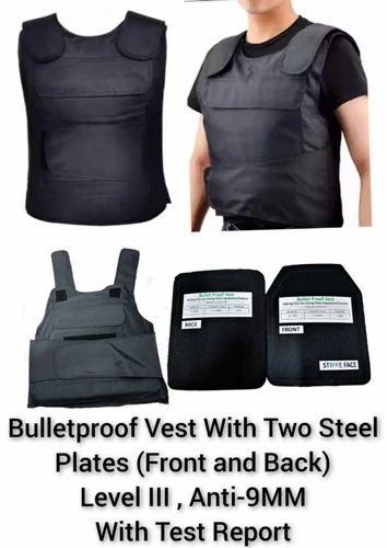Polyester Black Military Bulletproof Jacket, Size: 9 mm