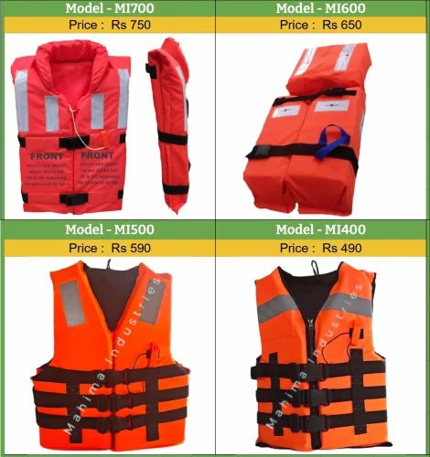 Orange Polyethylene Life Jacket MI600, For Sea Patrolling, Size: Small / Medium / Large