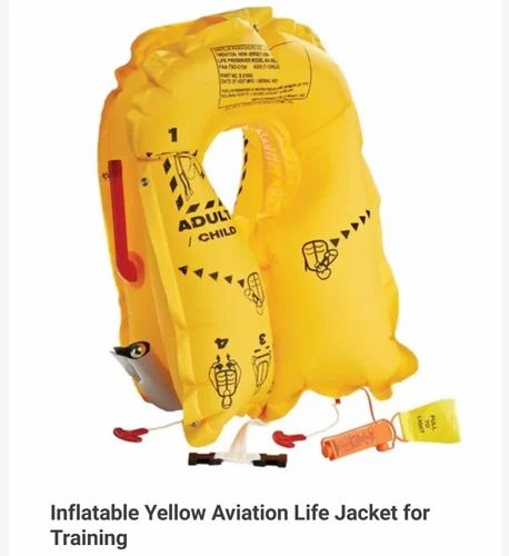 Polyester Yellow Inflatable Life Jacket, For Swimming Pool, Size: Free Size