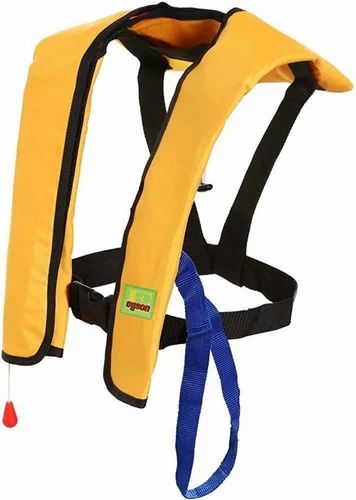 Yellow Inflatable Life Vest, For Construction, Size: Free Size