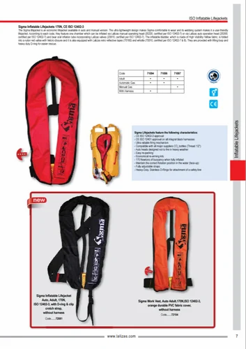 Lalizas Sigma Inflatable Lifejacket 170N, ISO 12402-3