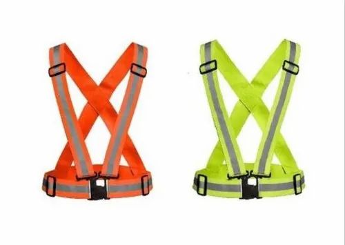 Without Sleeves Nylon Cross Belt Safety Jacket, For Traffic Control, Model Name/Number: Kti