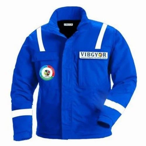 Full Sleeves Cotton Blue FR Jacket, For Safety Purpose, Size: Small