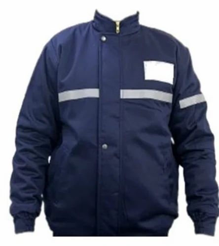 Full Sleeve Navy Blue Fire Resistant Winter Jacket, XL