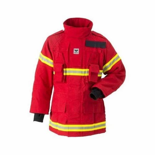 Full Sleeves Red Nylon Firefighter Jacket, For Fire Fighting, Size: Medium