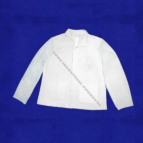 White Plain Natural Cow Soft Split Leather Welding Jacket For Construction