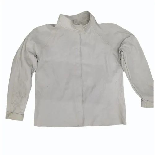 Full Sleeves White Leather Heat Proof Safety Jacket