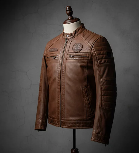 Biker Brown Mens PU Leather Jacket