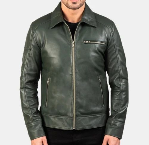Mens Leather Bomber Jacket