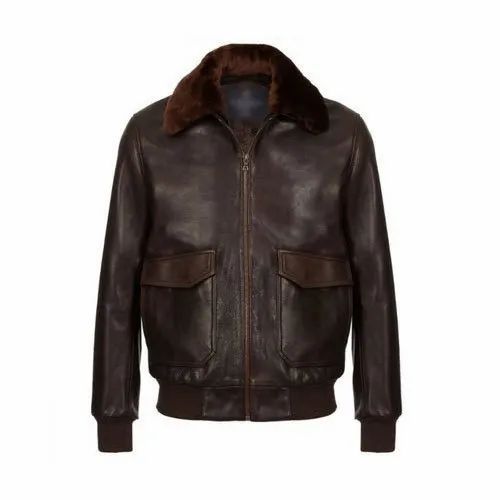 Full Sleeve Regular Fit Mens Leather Bomber Jacket, Size: M to XXL