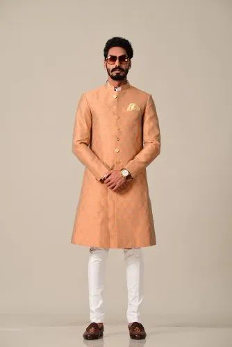 Rajputana Styled Achkans For Men's Rust Cyan Color