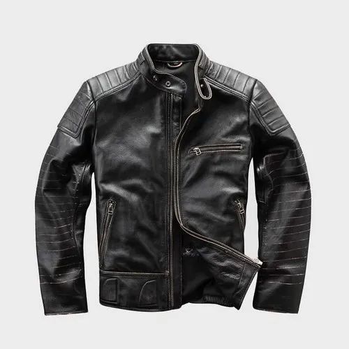 Biker Hooded Ship Leather Jacket