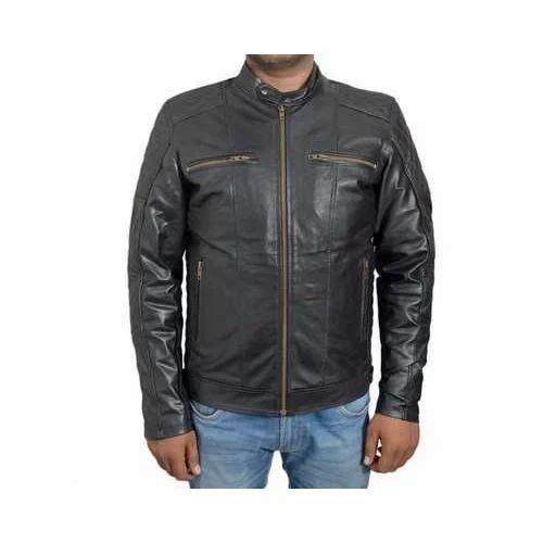 Mens Black Stylish Leather Jacket, Size: S And L