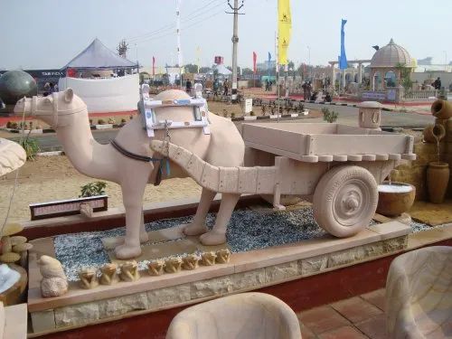 Camel Cart Stone Animal Figure