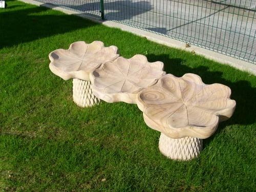 Flower Modern Garden Stone Bench, Without Backrest, Size: L-54"x W-18"x H-20"