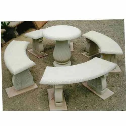Stone Marble Garden Bench, Without Backrest, 4 Seater