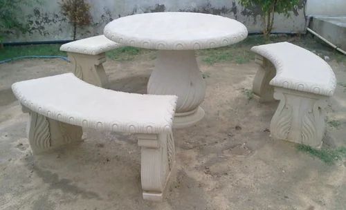 Sandstone Stone Tables And Benches, 7 feet