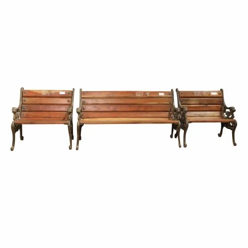 Wooden Garden Benches Set of 3, 5 Seater, With Backrest