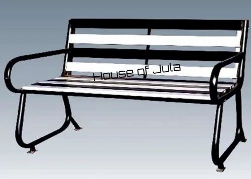 Stainless Steel Modern Three Seater Garden Bench, For Outdoor,Garden, With Back